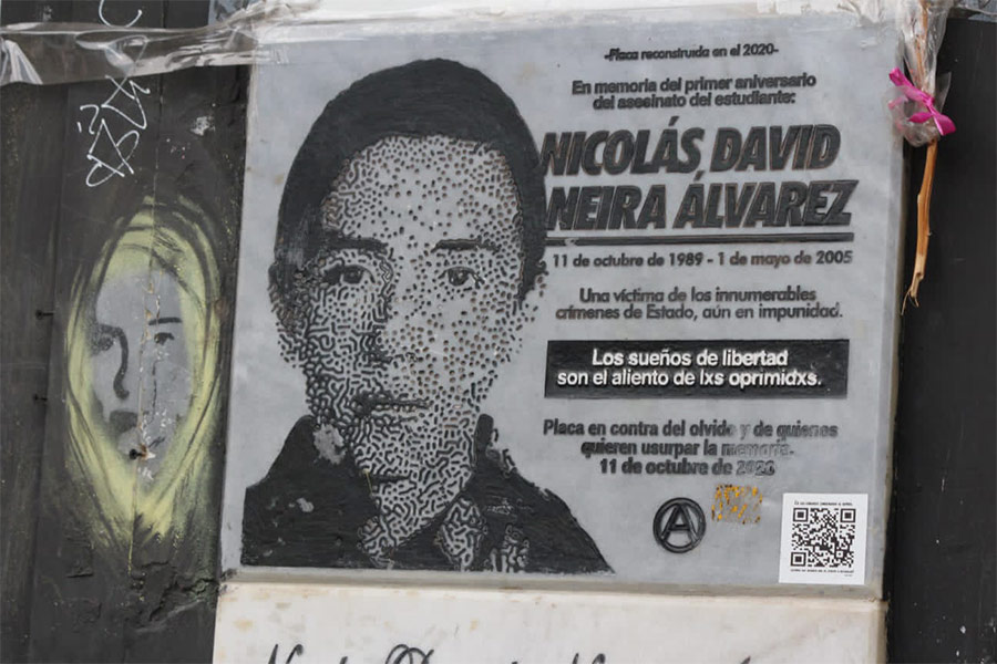 Nicolás Neira, un joven de 15 años, presente en las manifestaciones del 1 de mayo de 2005. 