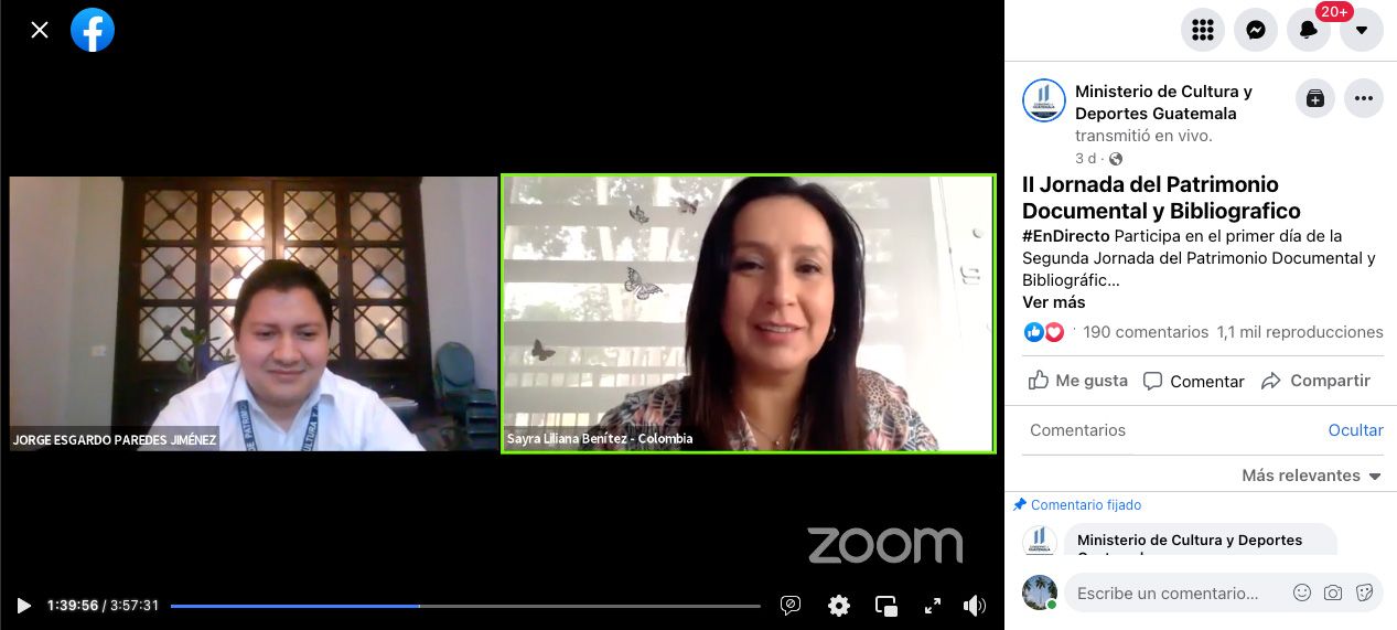 El CNMH fue conferencista en la II Jornada Virtual de Patrimonio Documental y Bibliográfico del Ministerio de Cultura de Guatemala