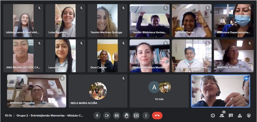 Reunión virtual bibliotecarios entretejen