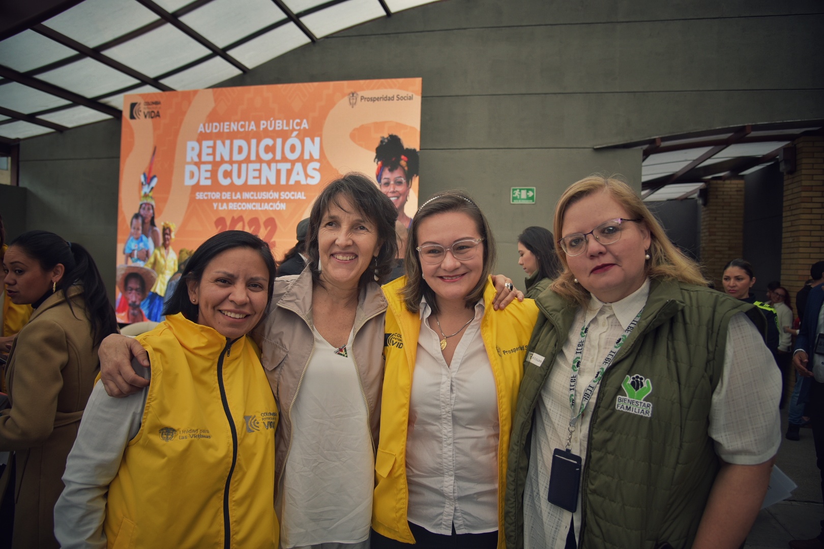 De izquierda a derecha: Patricia Tobón, directora de la UARIV; María Gaitán, directora del CNMH; Cielo Rusinque, directora de Prosperidad Social, y Astrid Cáceres, directora del ICBF.